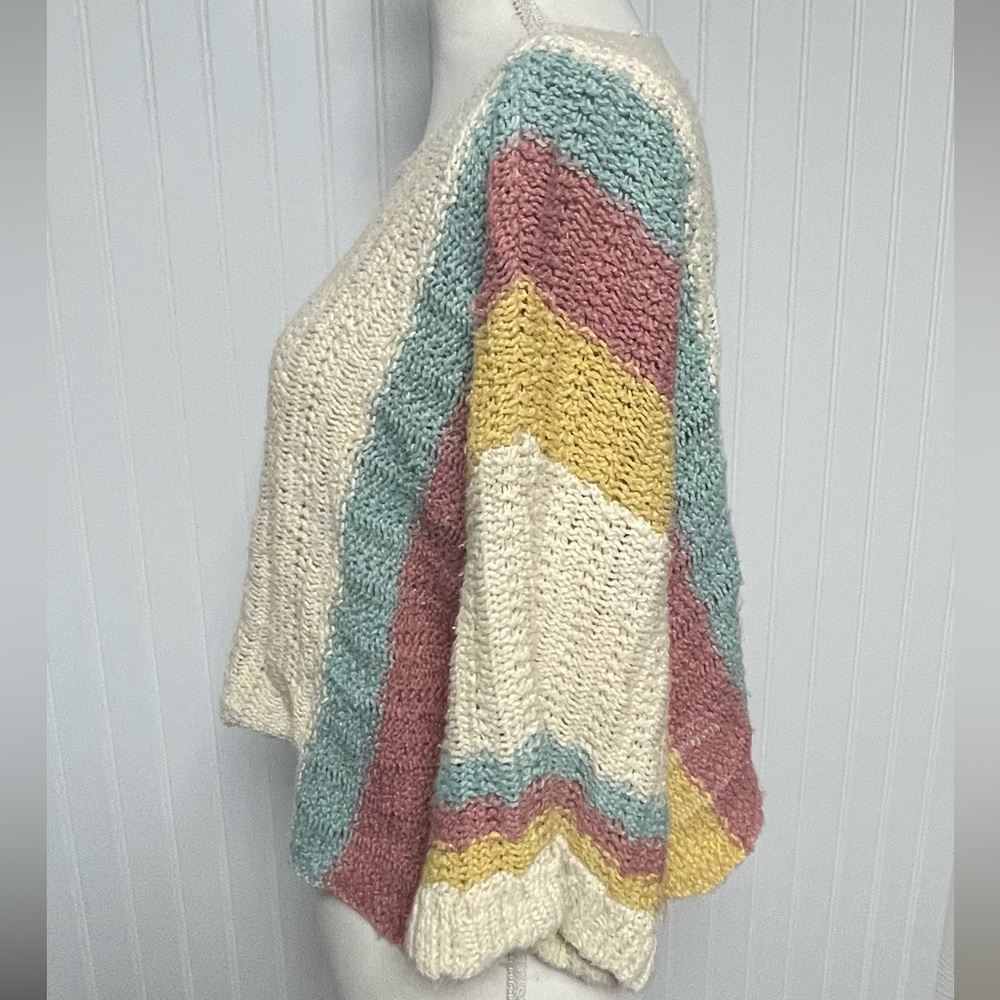 Altar’d State Boho‎ Granny Ribbed Cropped Cream Sweater Womens Small